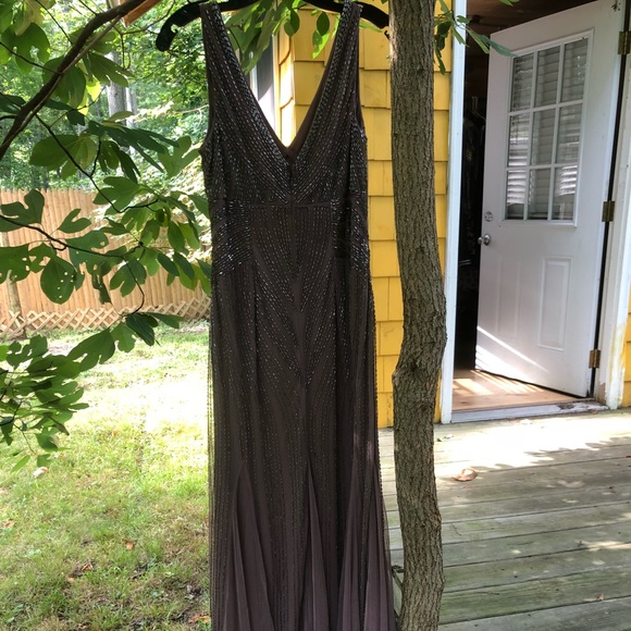 Aiden Mattox size 10 Caramel Beaded Gown! - Picture 1 of 4